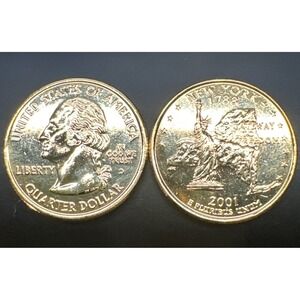 2001 P & D New York - 24 Karat Gold Plated State Quarter